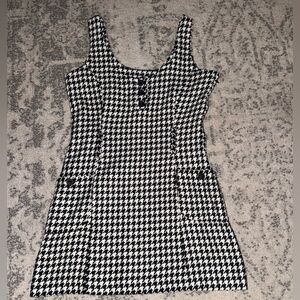 Vintage Wet Seal 90s Black/White Houndstooth “Clueless” Mini Dress Medium